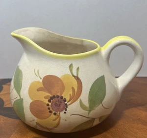 Vtg. Secla Pottery Hand Painted Wide mouth Pitcher Floral Portugal See Pics - Picture 1 of 9
