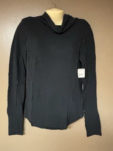 NWT Free People Black Turtle Neck Long Sleeve Tee Size L - Picture 1 of 4