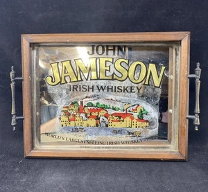 MIROIR DE BAR VINTAGE ENCADRÉ WHISKY IRLANDAIS JOHN JAMESON 14" X 9 3/4" (LIRE) - Photo 1/6