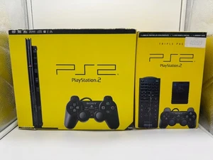 Sony PlayStation 2 Slim PS2 Konsole Schwarz (SCPH-75004CB) Originalverpackung - Bild 1 von 9