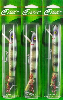 (LOTE DE 3) ALGODÓN CORDELL ALETA ROJA ARTICULADA POCO PROFUNDA 5" CJ9602 PERCHA PÁLIDA C1212 Foto 1 de 3