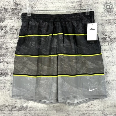 NWT Nike Wave Stripe 9" Volley Swimsuit Shorts Grey Men's Large  - NESSF550-001 - Image 1 of 4