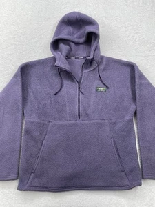 LL Bean Purple Fleece 1/4 Zip Up Pullover Hooded Jacket Medium Anorak - Picture 1 of 8