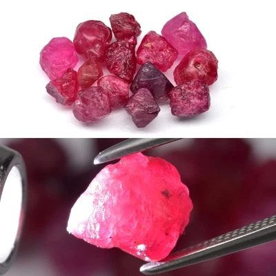 💎 Lote de 14 piezas de espinela rosa roja púrpura natural áspera de 20,74 quilates - gemas de Birmania Foto 1 de 4