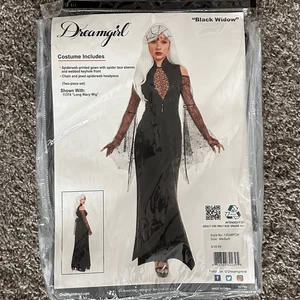 Black Widow Cosplay Halloween Costume Womens Medium NEW! Goth Spider Webs - Picture 1 of 4