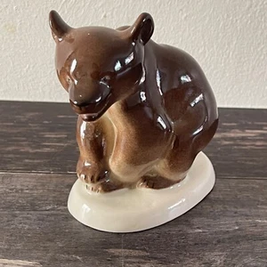 Lomonosov Porcelain Ceramic Brown Bear Ornament USSR Vintage - Picture 1 of 9