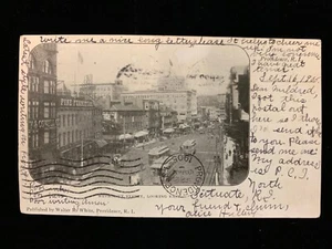 1905 RPPC Weyboiset Street Trolley Cars Providence, RI Indiviso Retro Posted - Foto 1 di 2