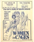 1960s* CLAXTON, GA DRIVE-IN FLYER:  WOMEN IN CAGES.. "Soft Bodies for Hard Cash"