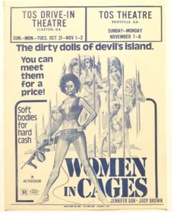 1960s* CLAXTON, GA DRIVE-IN FLYER:  WOMEN IN CAGES.. "Soft Bodies for Hard Cash" - Picture 1 of 1