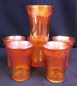Antique Deep Marigold Carnival Drinking Glasses Six (6) - Picture 1 of 6
