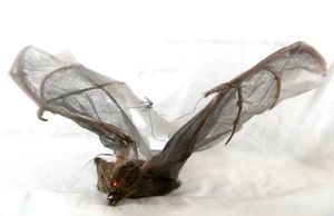Creepy Hairy Red-Eyed Halloween Bat with Wire Hanger - Picture 1 of 12