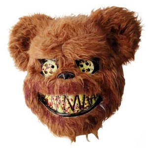 Máscara de miedo de Halloween máscara de oso, máscara de cabeza de animal de felpa sangrienta - Imagen 1 de 8