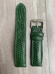 Misura 21mm/18mm, Cinturino Orologio Fatto a Mano Pelle Lucertola Verde, Cinturino Personalizzato - Foto 1 di 10