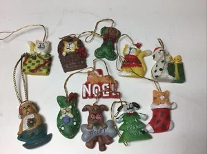 Lot of 11 Adorable Miniature Dog & Cat Pet Christmas Tree Ornaments - Picture 1 of 6