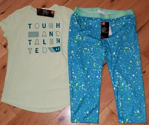Under Armour Tough & Talented top & printed crop capris leggings NWT girl XL YXL - Picture 1 of 2