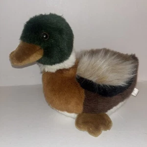 Peluche de pato mallardo suave clásicos verde marrón crema alas pelusa aprox 10" de alto - Imagen 1 de 13