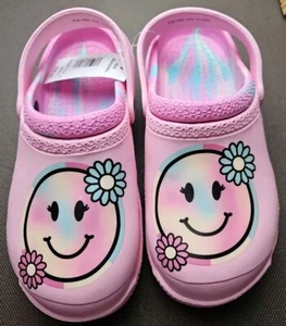 Zoccoli rosa per bambini Smiley Face taglia 3 scivoli antiscivolo spiaggia - Foto 1 di 4
