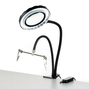 Lámpara de aumento 1.75X con soporte de placa de circuito, 60 LED, lente de vidrio de 4 ", abrazadera - Imagen 1 de 5