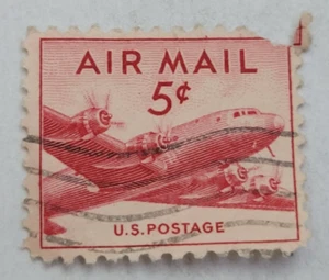 United States Postage ~ AIR MAIL ~ Red 6₵ Cent Stamp ~ Cancelled/Posted ~ Z01 - Picture 1 of 6