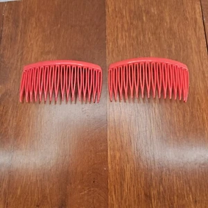 Goody Hair Side Combs Kant Slip 80's 90's Vtg Red 3" Plastic USA Set Of 2 - Picture 1 of 6