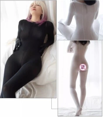 Plus Unisex High Elastic Full Bodystocking Jumpsuit Bodysuit W/ 5 Finger Gloves - Image 1 of 4