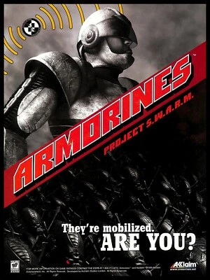 Armorines: Project S.W.A.R.M. 1999 Videojuego Retro IMPRESIÓN ANUNCIO Shooter Acción Foto 1 de 2