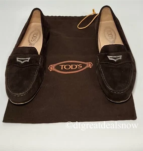TODS Women City Loafer Brown Suede Size US 9 EU 39 Leather Heel Casual Dress - Picture 1 of 13