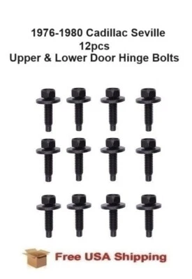 For 1976-80 Cadillac Seville Upper & Lower Door Hinge Bolts 12pcs FREE SHIPPING - Imagem 1 de 3