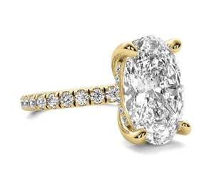 Classic Hidden Halo 5.95 CT G VVS2 Oval Lab Grown Diamond Engagement Ring 14k - Picture 1 of 4
