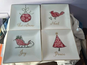 222 Fifth Christmas salad or dessert plates set of 4 Natala Noel PO8865 - Picture 1 of 7
