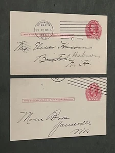 2 UX23 POSTKARTEN 1912 MASCHINENSTEMPEL! PLYMOUTH WI / WASHINGTON DC! LINCOLN - Bild 1 von 2