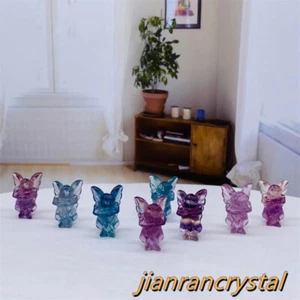 5pcs Natural Fluorite Quartz Carved Mini Fairy Crystal Skull Reiki Healing Gift - Picture 1 of 10