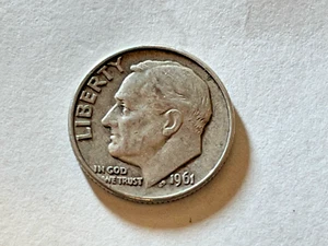1961 D Roosevelt Silver Dime, Good Album Filler FREE SHIPPING - Foto 1 di 2