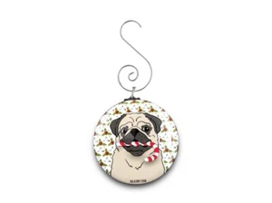 Rehkitz Mops Zuckerstange Mini Ornament Weihnachten Hund Urlaub Deko Handarbeit Geschenk - Bild 1 von 6