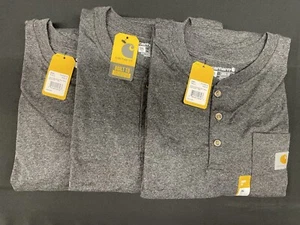 NWT 3 Pack of Carhartt Short Sleeve 3XLT Charcoal Gray Henleys K84 - Picture 1 of 3