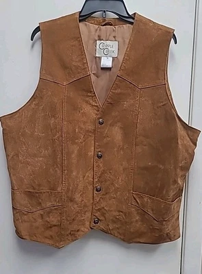 Cripple Creek Vest Men's XL Suede Leather Western Button Cowboy Lined Pockets  - Image 1 of 4
