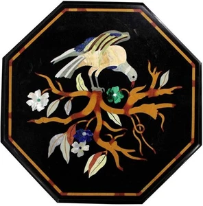 Black Table Top , Coffee Table Top , Nature Art Table Top , Stone Lawn Table Top - Picture 1 of 4