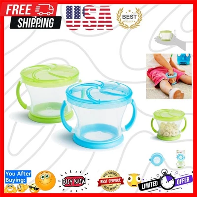 Tazas de bocadillos para niños pequeños sin derrames, paquete de 2 azules/verdes - perfectas para bocadillos sin desorden Foto 1 de 4