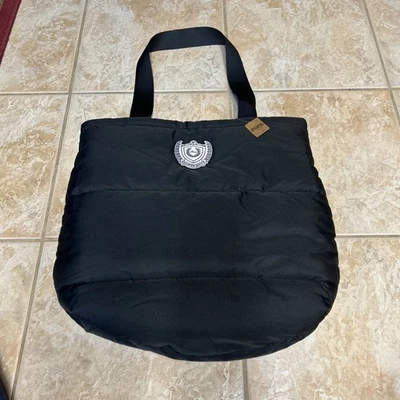 Victoria Secret Pink Black Puffer Tote Bag Quilted Zipper Shoulder Nylon New - Image 1 of 4