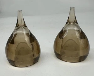 Clear Brown Lucite Tear Drops Salt & Pepper Shakers Set Mid Century Modern A - Picture 1 of 2