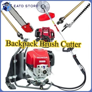Backpack Brush Cutter 4 strokes weed eater pole saw hedge trimmer + 2 poles GX50 - Picture 1 of 3