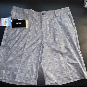 NWT Adidas 38 Men’s Golf Gray Square Plaid Stretch Short Climalite New - Picture 1 of 5