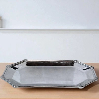 "Bandeja octágona Mariposa 15"" aluminio plateado 100 % material reciclado RARA" Foto 1 de 4