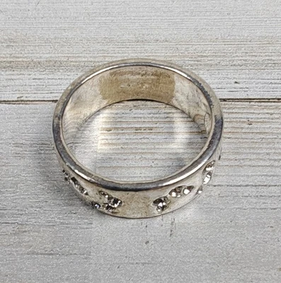 Anillo Mariposa Plata Esterlina 925 Banda Ancha Posibles Acentos Marcasita Talla 11 Foto 1 de 4