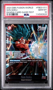 Son Goku Bandai Card Game Fest Promo FB03-011 PSA 10 Gem Mint Dragon Ball Fusion - Picture 1 of 2