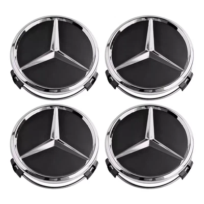 4EA 75mm Wheel Center Rim Hub Caps Badge Fit For Mercedes Benz C E S AMG Emblem Foto 1 de 4