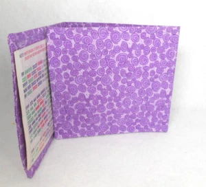 Mah Jongg Card Cover Lavender White Cotton Print Clear Vinyl Panels Tri-Fold - Picture 1 of 9