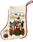Handmade Embroidered Cotton Stocking Dog Cat Mouse Dreaming of Christmas Treats