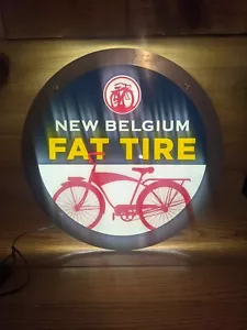 Fat Tire Beer Bike Bicycle Led Light Bar Sign Game Room New Belgium - Picture 1 of 13