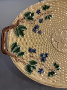 Tiffany & Co. Majolika Platte gelb Korbgeflecht Brombeeren Portugal Keramik - Bild 1 von 10